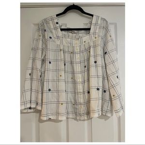 Madewell Square Neck Embroidered Blouse
